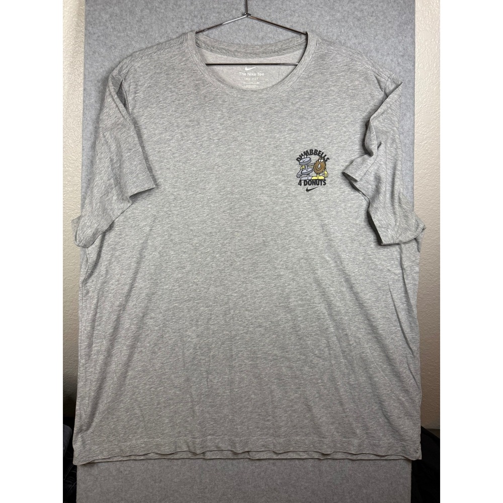 Nike Dri-FIT Mens Gray Dumbbells 4 Donuts Graphic T-Shirt XL AR6029-063